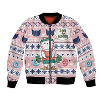 Cat I Do It For Donuts Christmas Bomber Jacket Xmas Holiday Patterns - Wonder Print Shop