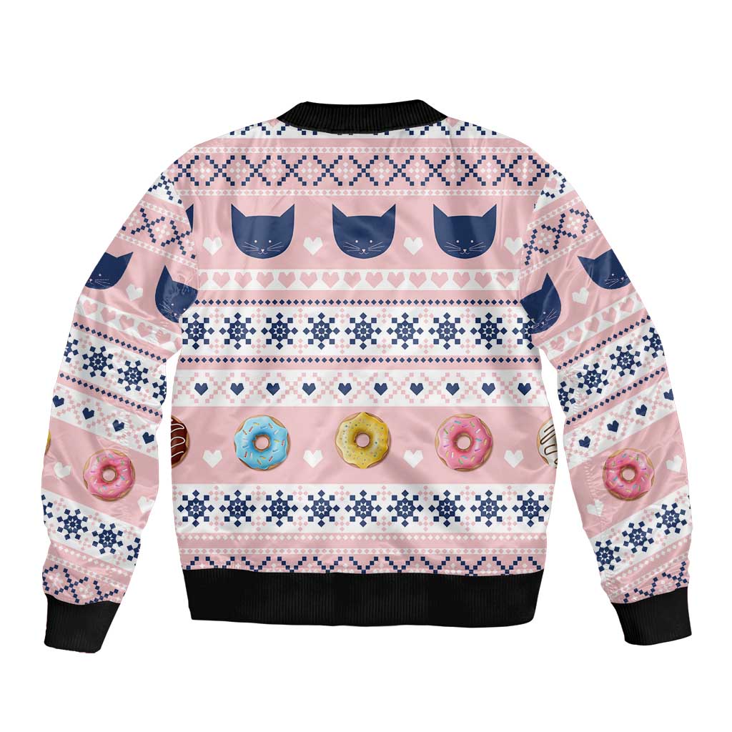 Cat I Do It For Donuts Christmas Bomber Jacket Xmas Holiday Patterns - Wonder Print Shop