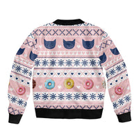 Cat I Do It For Donuts Christmas Bomber Jacket Xmas Holiday Patterns - Wonder Print Shop