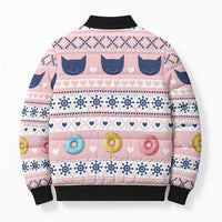 Cat I Do It For Donuts Christmas Bomber Puffer Jacket Xmas Holiday Patterns - Wonder Print Shop