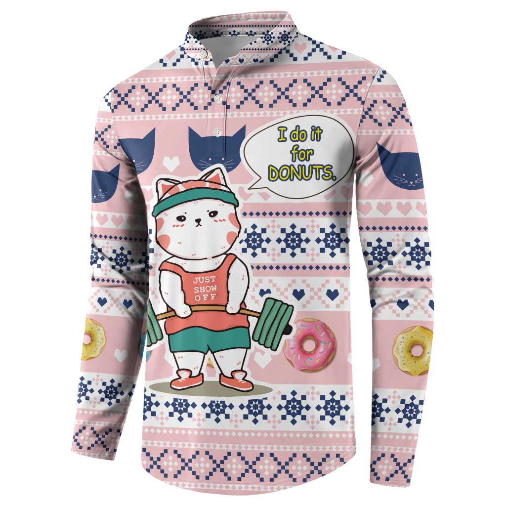 Cat I Do It For Donuts Christmas Button Sweatshirt Xmas Holiday Patterns - Wonder Print Shop