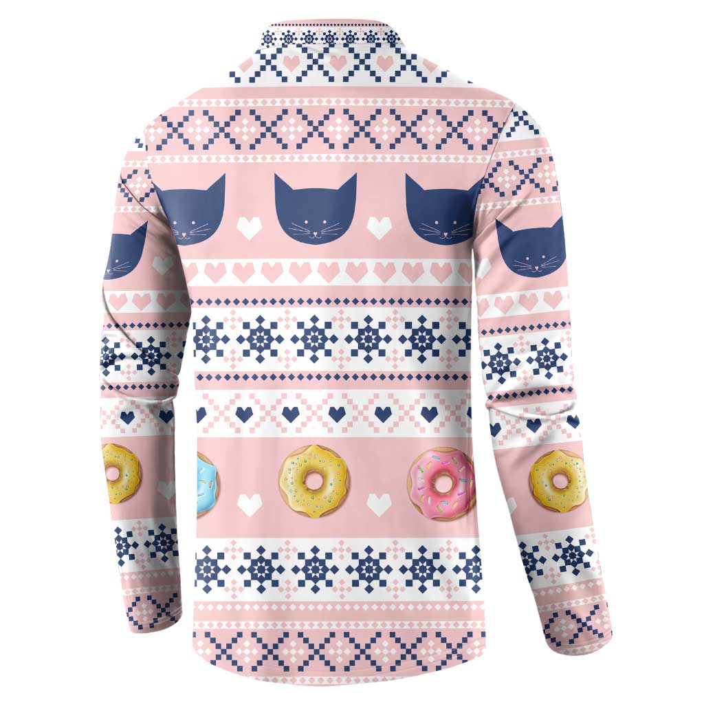 Cat I Do It For Donuts Christmas Button Sweatshirt Xmas Holiday Patterns - Wonder Print Shop