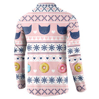 Cat I Do It For Donuts Christmas Button Sweatshirt Xmas Holiday Patterns - Wonder Print Shop