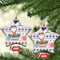 Cat I Do It For Donuts Christmas Ceramic Ornament Xmas Holiday Patterns - Wonder Print Shop