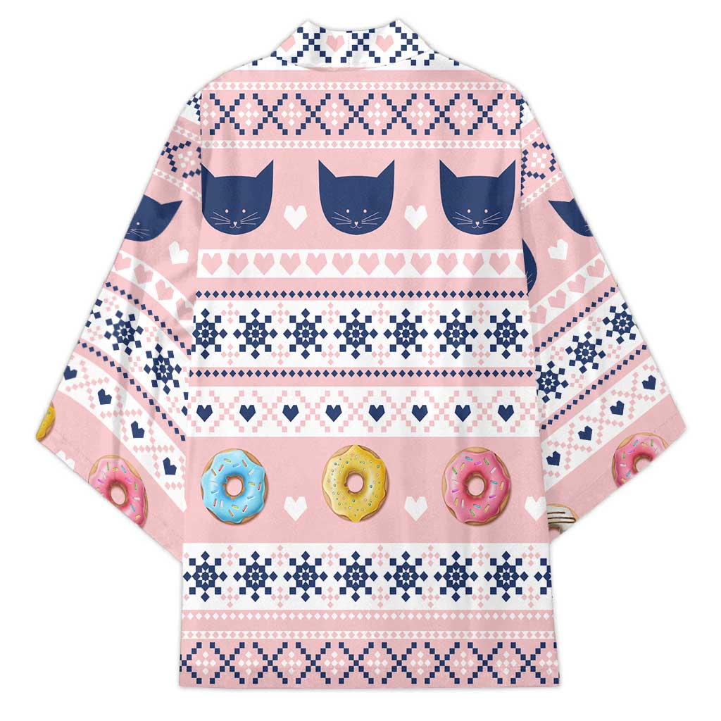 Cat I Do It For Donuts Christmas Kimono Xmas Holiday Patterns - Wonder Print Shop