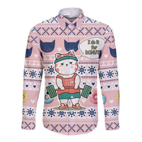 Cat I Do It For Donuts Christmas Long Sleeve Button Shirt Xmas Holiday Patterns - Wonder Print Shop