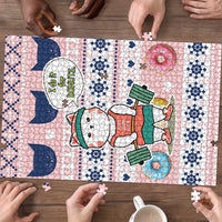 Cat I Do It For Donuts Christmas Puzzle Xmas Holiday Patterns - Wonder Print Shop