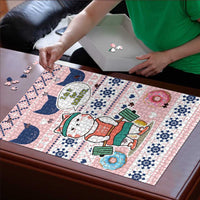 Cat I Do It For Donuts Christmas Puzzle Xmas Holiday Patterns - Wonder Print Shop