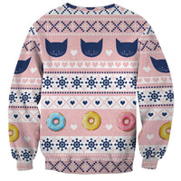Cat I Do It For Donuts Christmas Sweatshirt Xmas Holiday Patterns - Wonder Print Shop