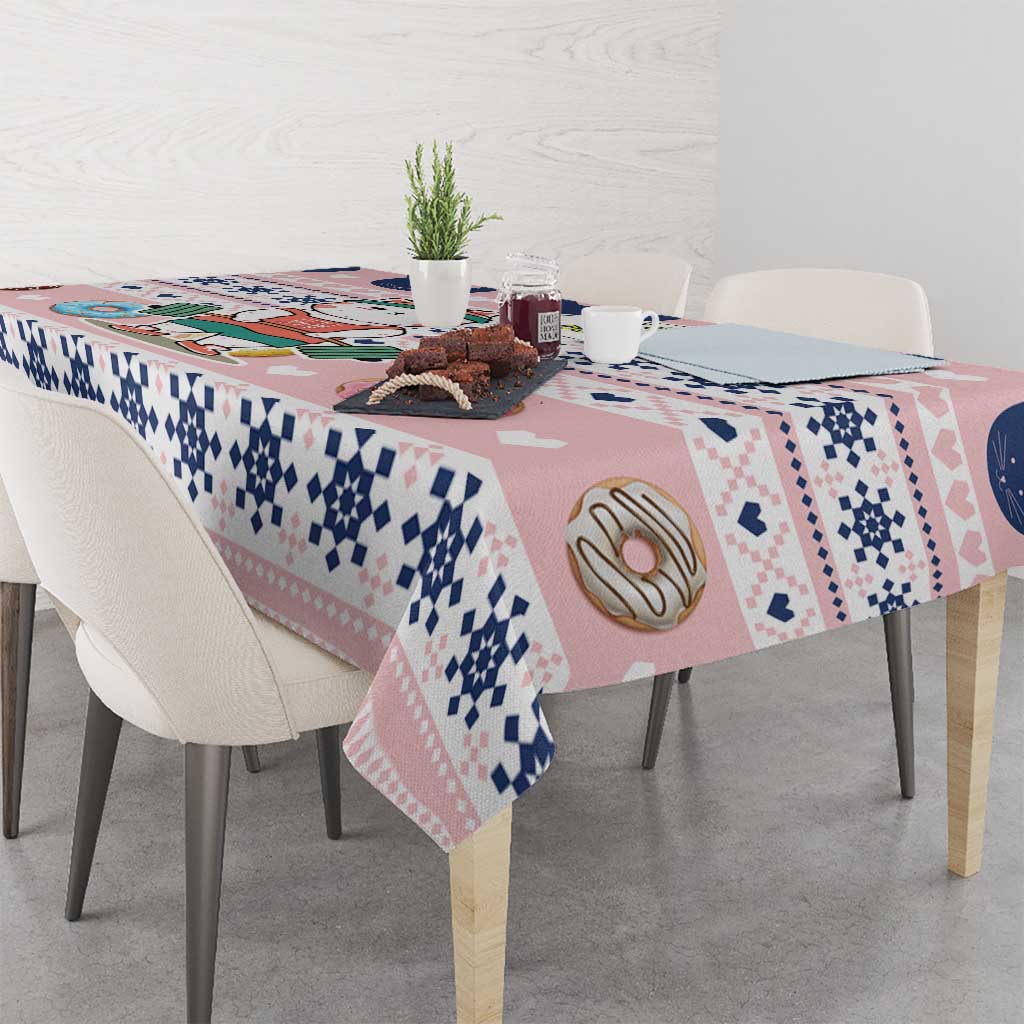 Cat I Do It For Donuts Christmas Tablecloth Xmas Holiday Patterns - Wonder Print Shop