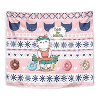 Cat I Do It For Donuts Christmas Tapestry Xmas Holiday Patterns - Wonder Print Shop