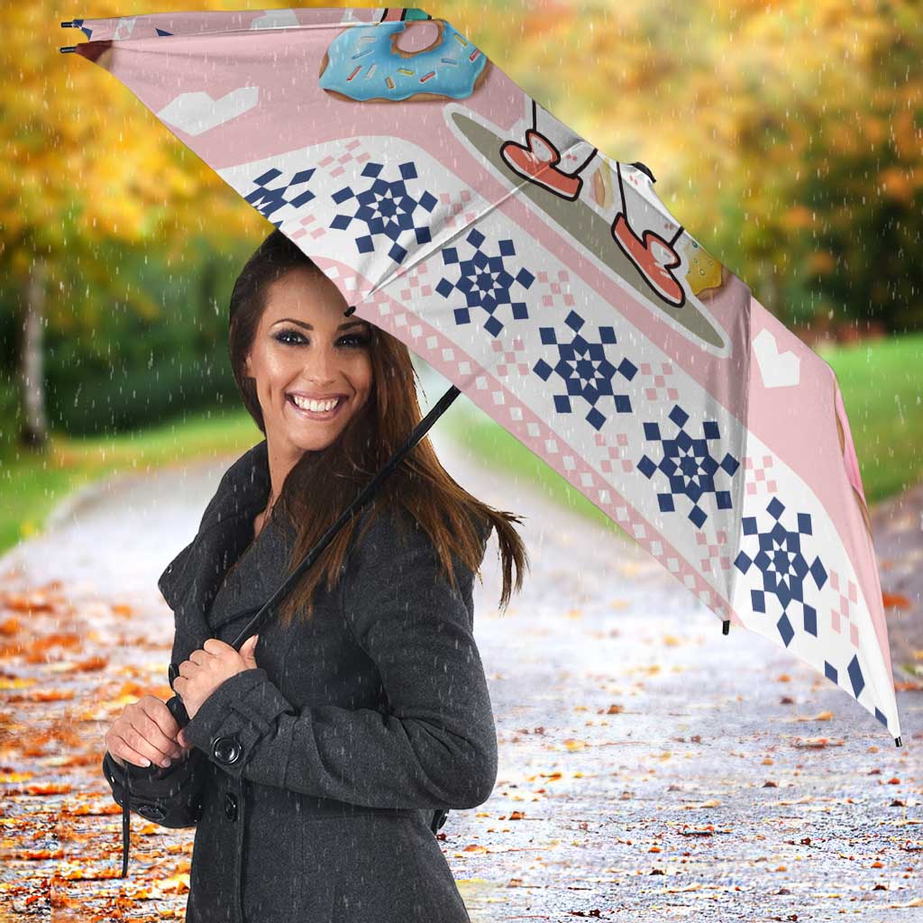 Cat I Do It For Donuts Christmas Umbrella Xmas Holiday Patterns - Wonder Print Shop