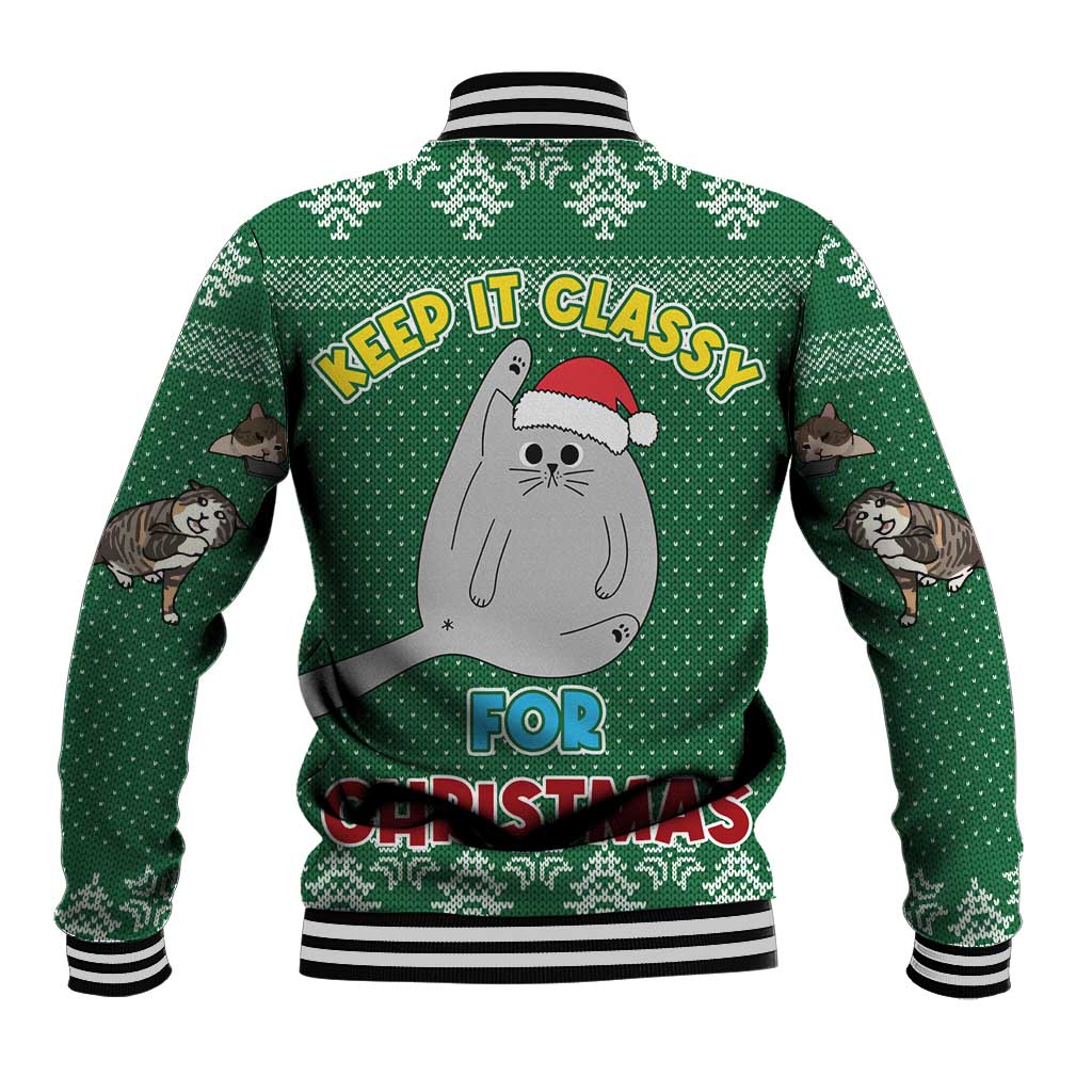 Cat Keep It Classy Christmas Baseball Jacket Xmas Holiday Patterns - Wonder Print Shop