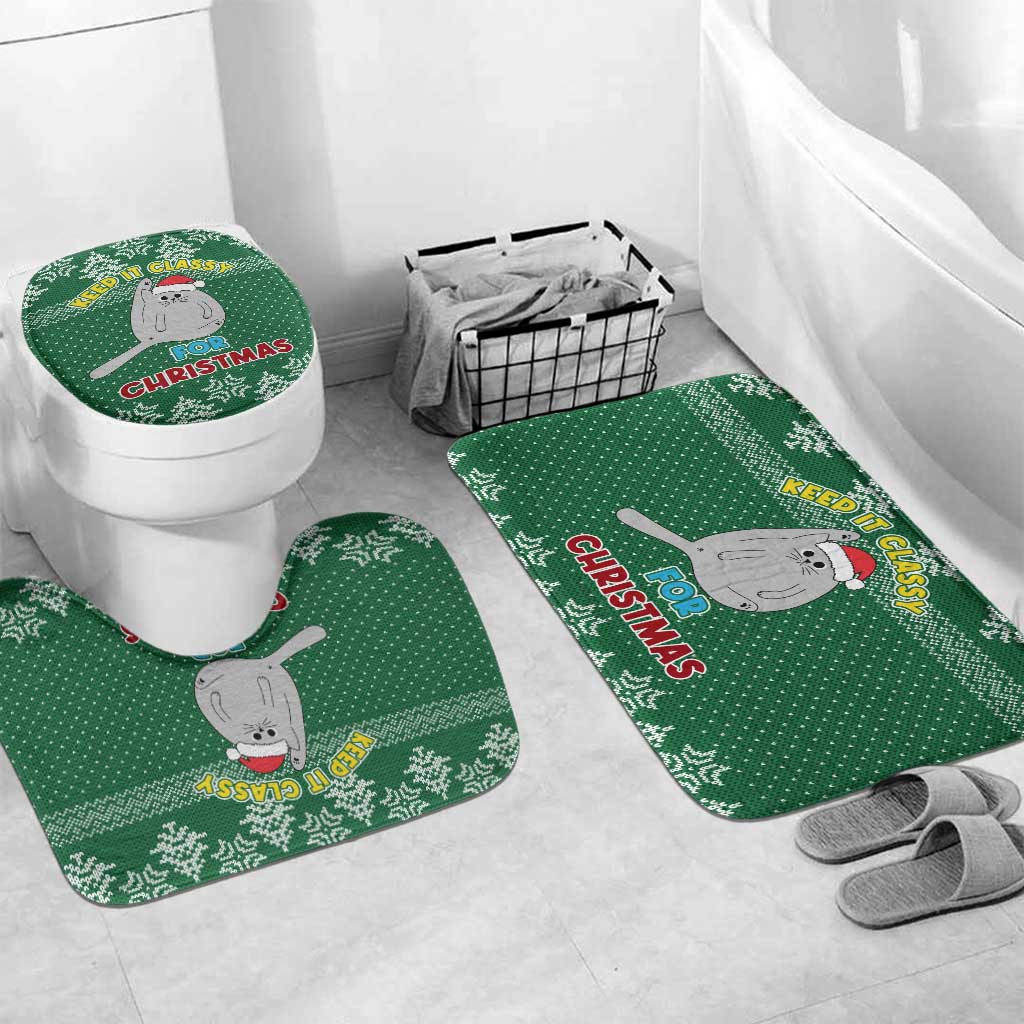 Cat Keep It Classy Christmas Bathroom Set Xmas Holiday Patterns - Wonder Print Shop