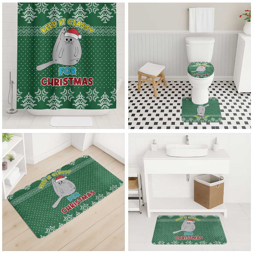 Cat Keep It Classy Christmas Bathroom Set Xmas Holiday Patterns - Wonder Print Shop