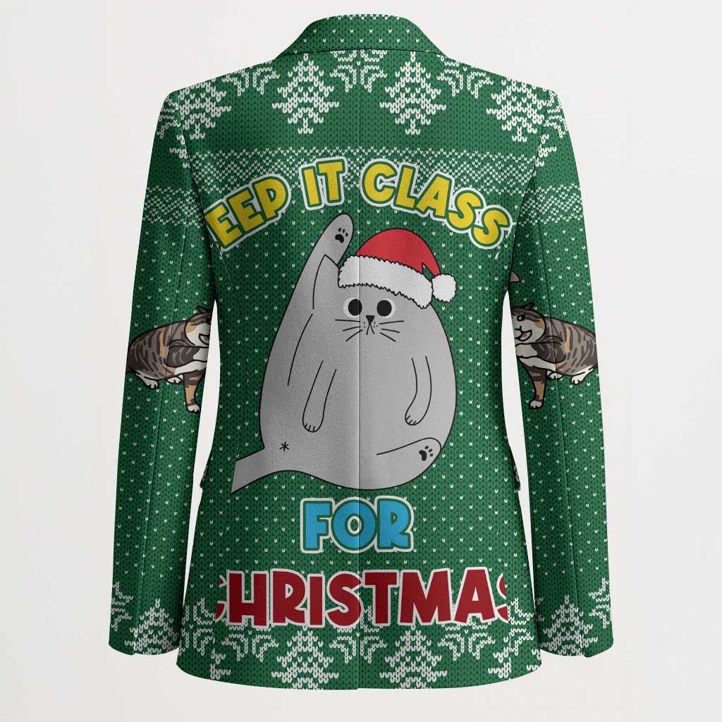 Cat Keep It Classy Christmas Blazer Xmas Holiday Patterns - Wonder Print Shop
