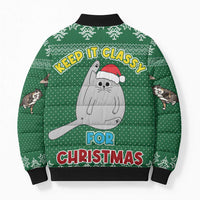 Cat Keep It Classy Christmas Bomber Puffer Jacket Xmas Holiday Patterns - Wonder Print Shop