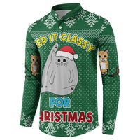 Cat Keep It Classy Christmas Button Sweatshirt Xmas Holiday Patterns - Wonder Print Shop