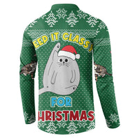 Cat Keep It Classy Christmas Button Sweatshirt Xmas Holiday Patterns - Wonder Print Shop