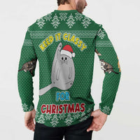 Cat Keep It Classy Christmas Button Sweatshirt Xmas Holiday Patterns - Wonder Print Shop