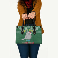 Cat Keep It Classy Christmas Leather Bag Xmas Holiday Patterns - Wonder Print Shop