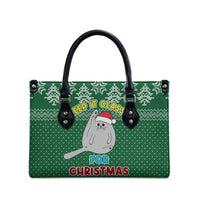 Cat Keep It Classy Christmas Leather Bag Xmas Holiday Patterns - Wonder Print Shop