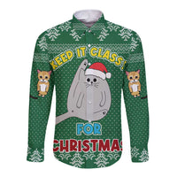 Cat Keep It Classy Christmas Long Sleeve Button Shirt Xmas Holiday Patterns - Wonder Print Shop
