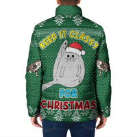 Cat Keep It Classy Christmas Padded Jacket Xmas Holiday Patterns - Wonder Print Shop