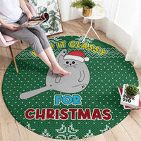 Cat Keep It Classy Christmas Round Carpet Xmas Holiday Patterns - Wonder Print Shop