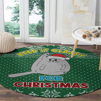 Cat Keep It Classy Christmas Round Carpet Xmas Holiday Patterns - Wonder Print Shop