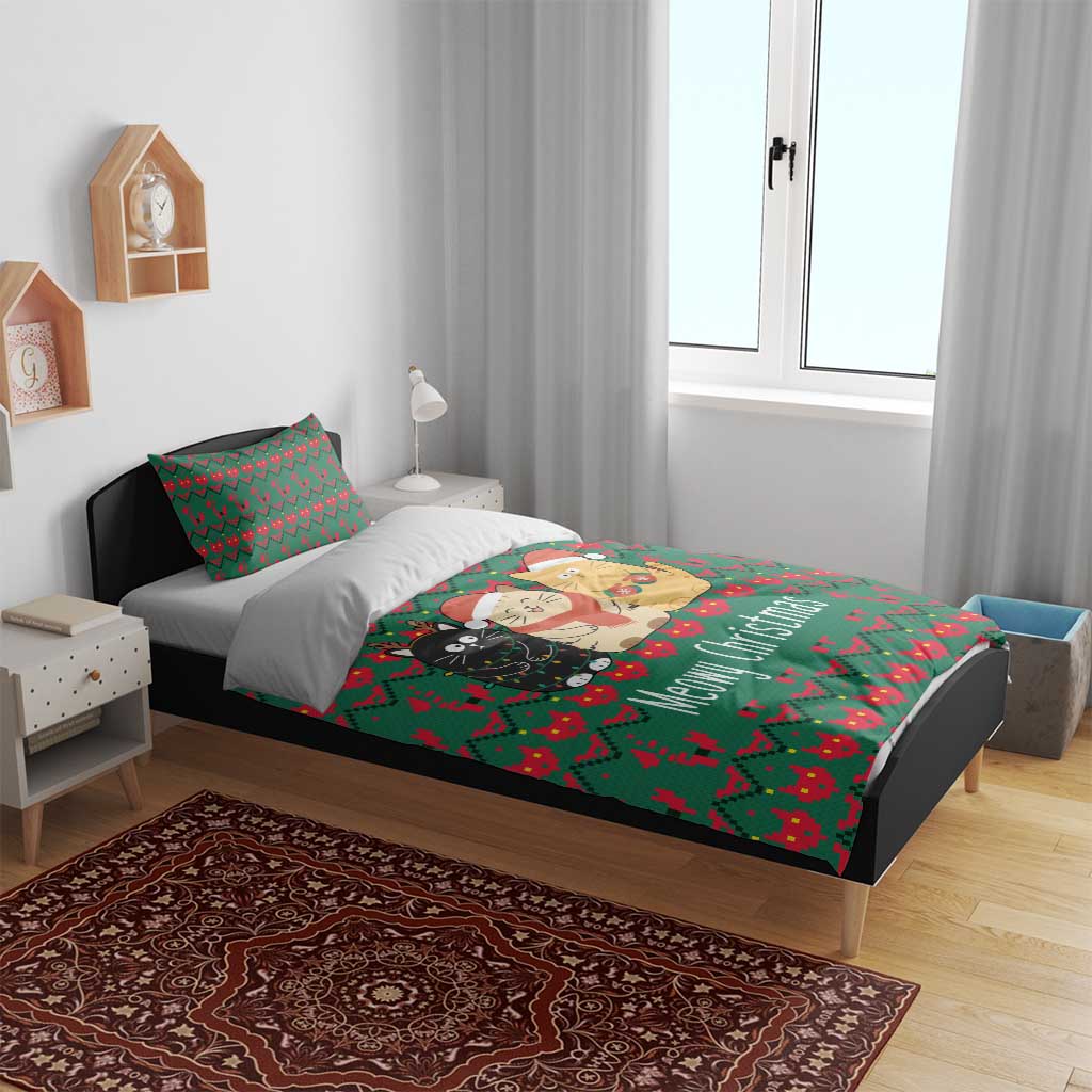Cat Meowy Christmas Bedding Set Xmas Holiday Patterns - Wonder Print Shop