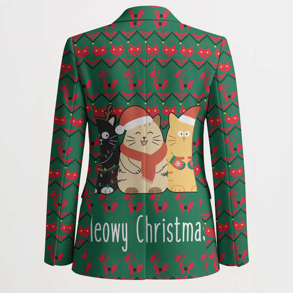 Cat Meowy Christmas Blazer Xmas Holiday Patterns - Wonder Print Shop