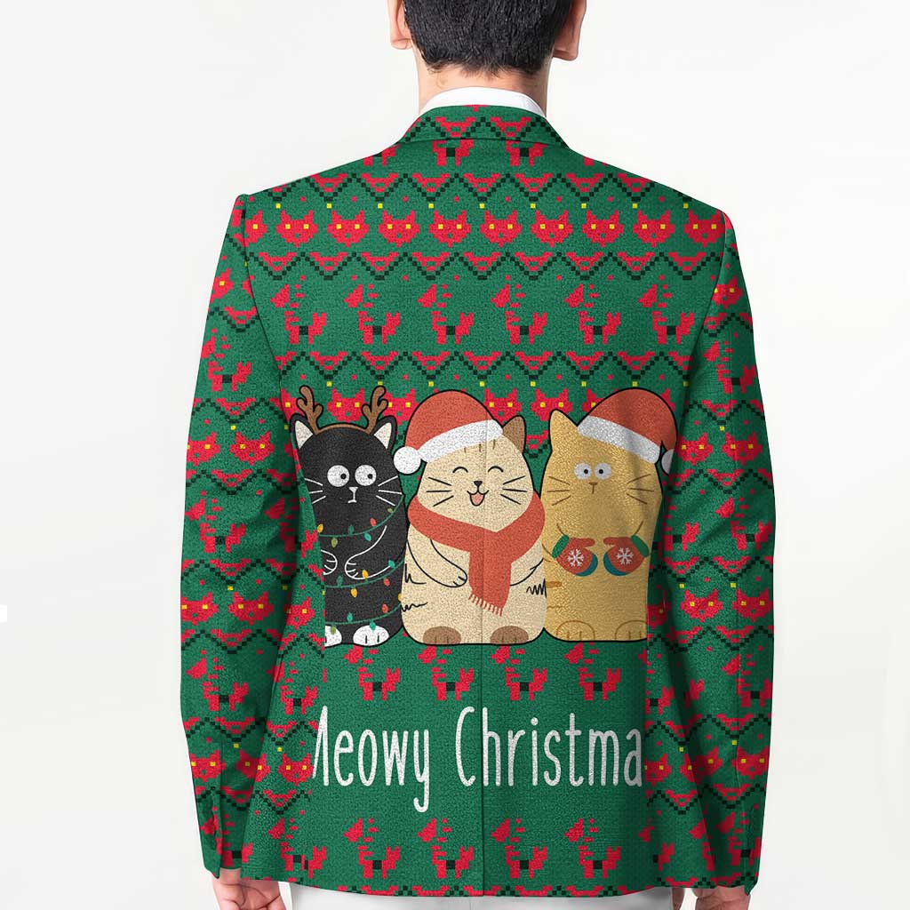 Cat Meowy Christmas Blazer Xmas Holiday Patterns - Wonder Print Shop