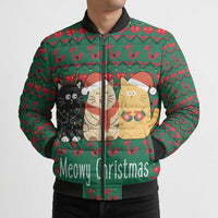 Cat Meowy Christmas Bomber Puffer Jacket Xmas Holiday Patterns - Wonder Print Shop