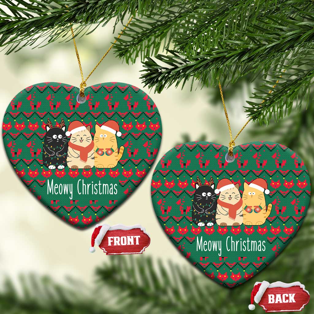 Cat Meowy Christmas Ceramic Ornament Xmas Holiday Patterns - Wonder Print Shop