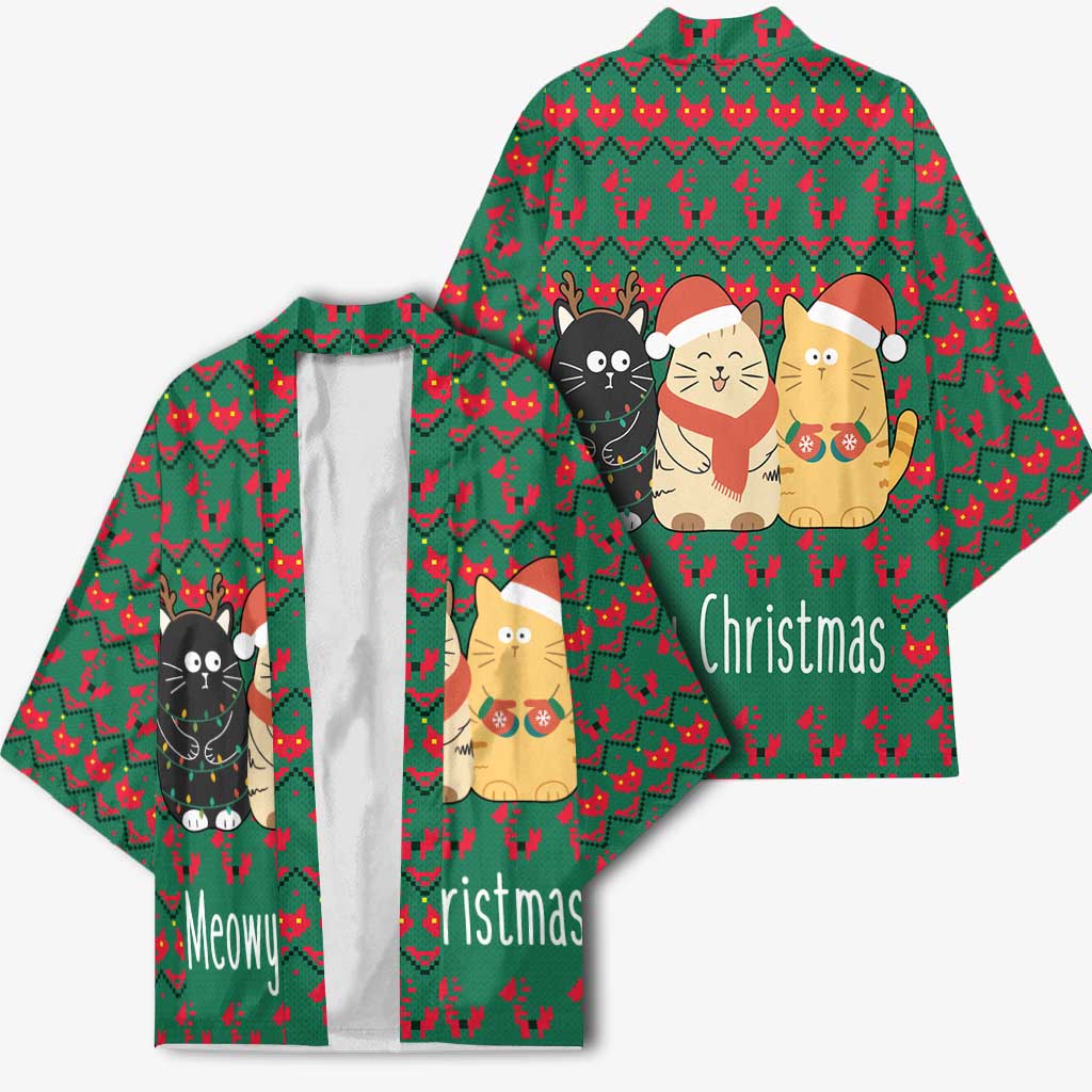 Cat Meowy Christmas Kimono Xmas Holiday Patterns - Wonder Print Shop