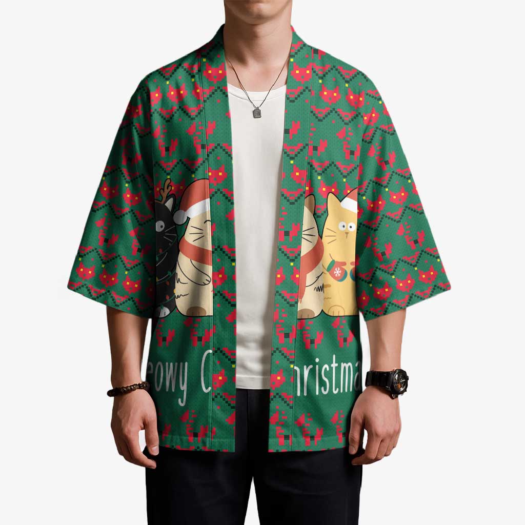 Cat Meowy Christmas Kimono Xmas Holiday Patterns - Wonder Print Shop