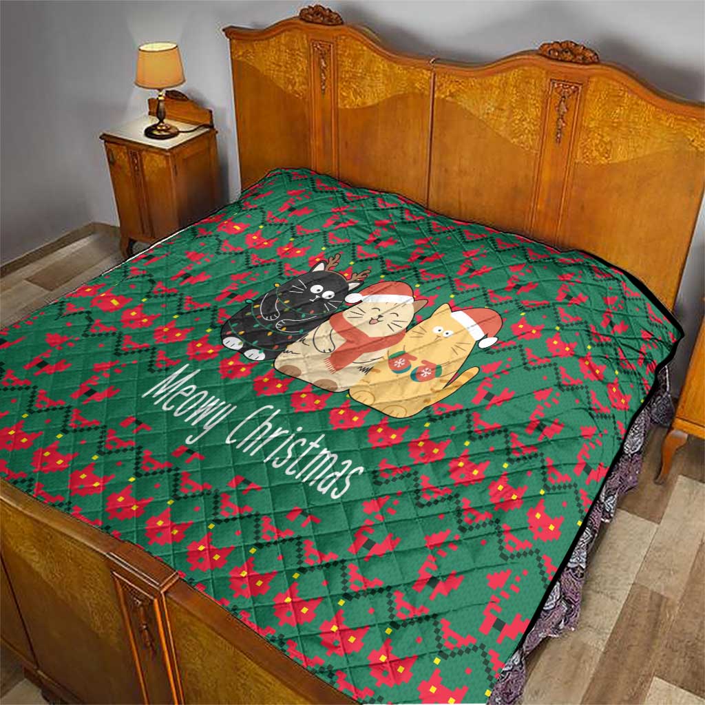 Cat Meowy Christmas Quilt Xmas Holiday Patterns - Wonder Print Shop