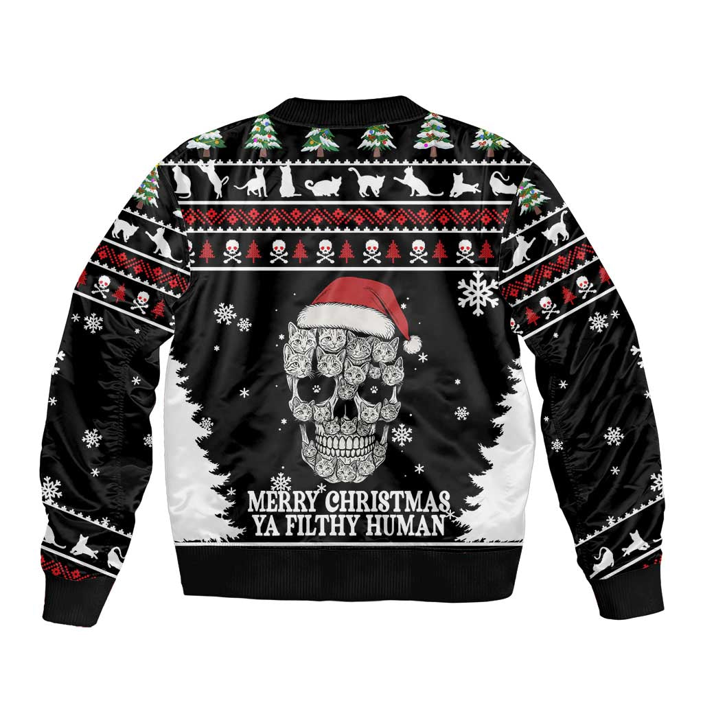 Cat Skull Santa Christmas Bomber Jacket Xmas Holiday Patterns - Wonder Print Shop