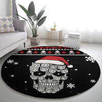 Cat Skull Santa Christmas Round Carpet Xmas Holiday Patterns - Wonder Print Shop