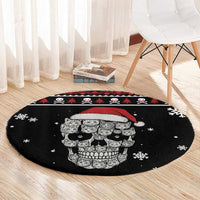 Cat Skull Santa Christmas Round Carpet Xmas Holiday Patterns - Wonder Print Shop