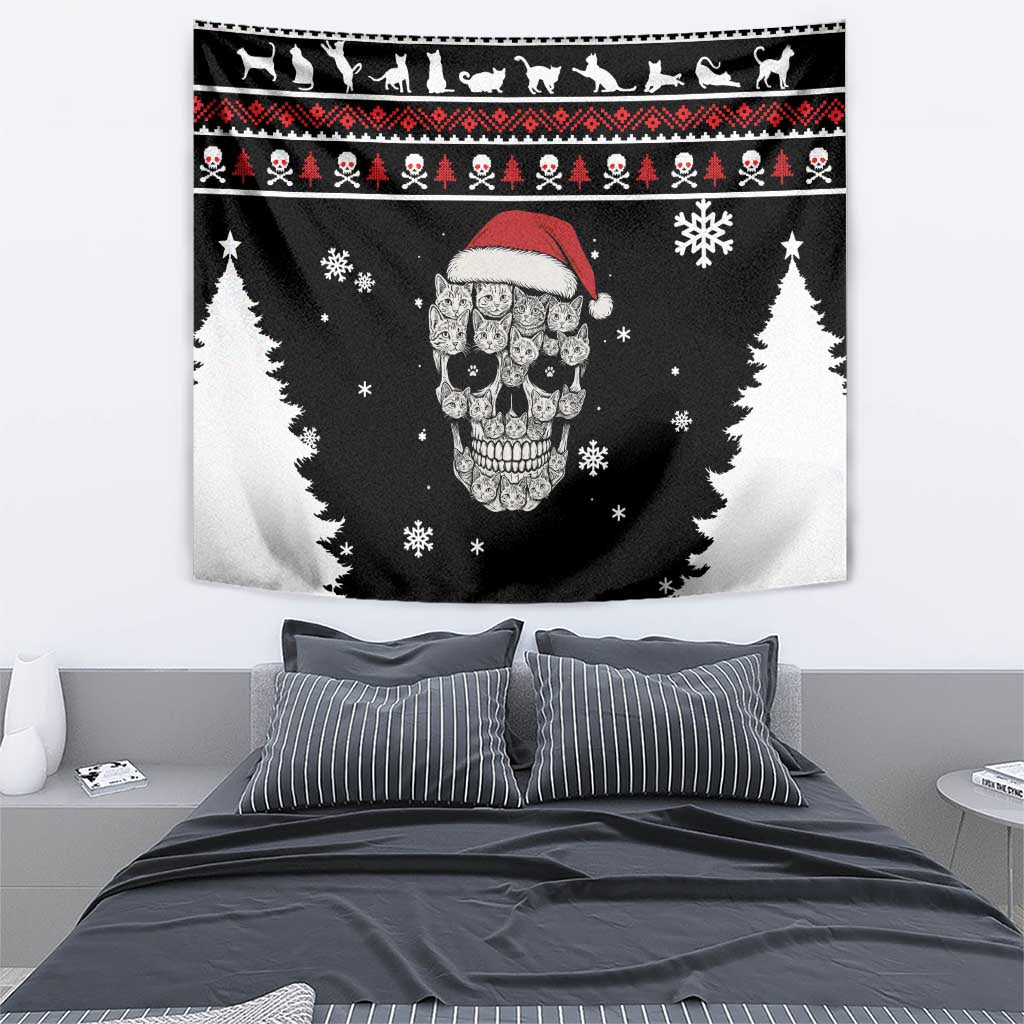 Cat Skull Santa Christmas Tapestry Xmas Holiday Patterns - Wonder Print Shop