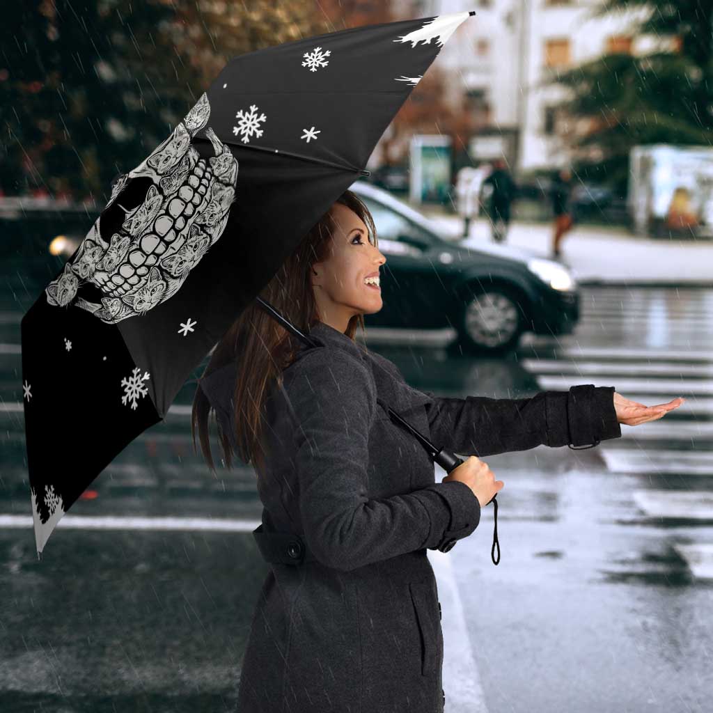 Cat Skull Santa Christmas Umbrella Xmas Holiday Patterns - Wonder Print Shop