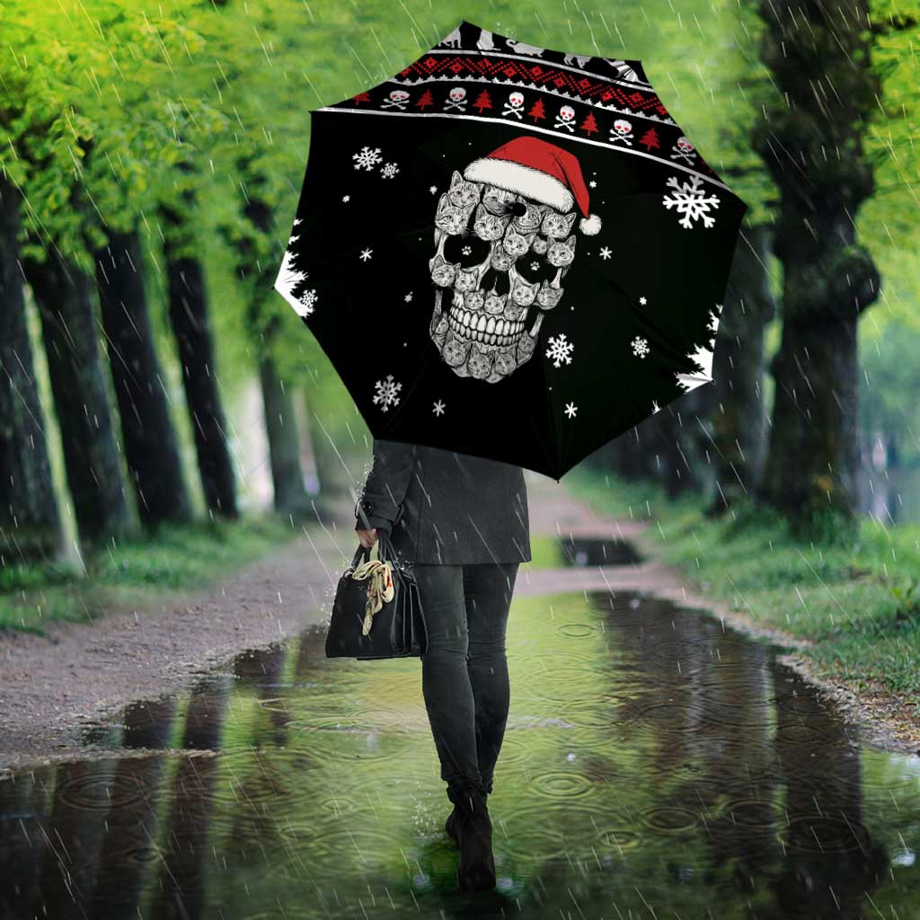 Cat Skull Santa Christmas Umbrella Xmas Holiday Patterns - Wonder Print Shop