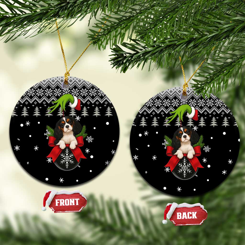 Cavalier King Charles Spaniel Xmas Ball Christmas Ceramic Ornament Xmas Holiday Patterns - Wonder Print Shop