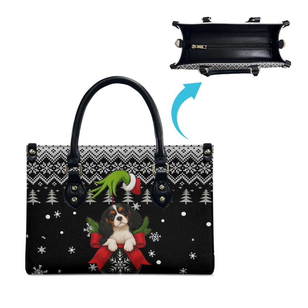 Cavalier King Charles Spaniel Xmas Ball Christmas Leather Bag Xmas Holiday Patterns - Wonder Print Shop