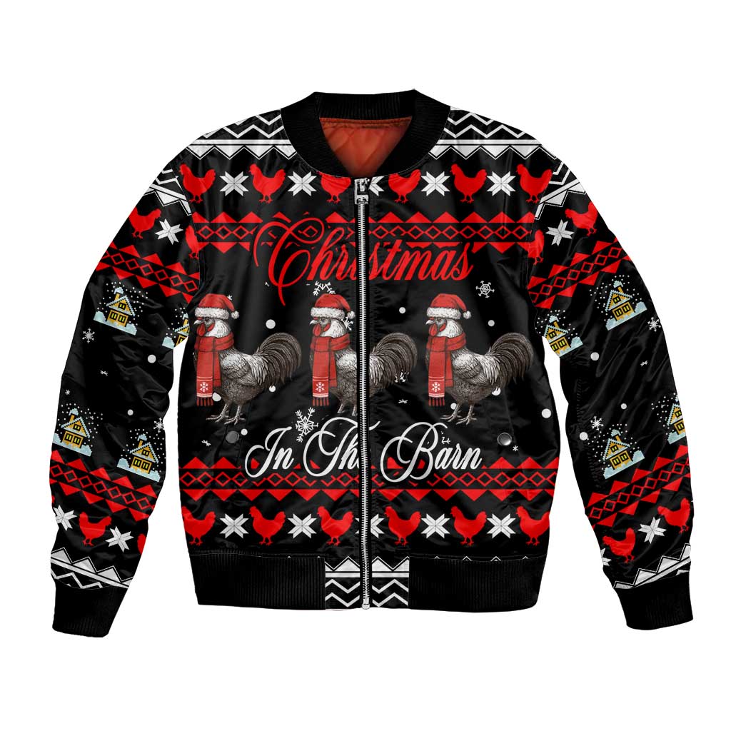 Chicken Farm Christmas Bomber Jacket Xmas Holiday Patterns - Wonder Print Shop
