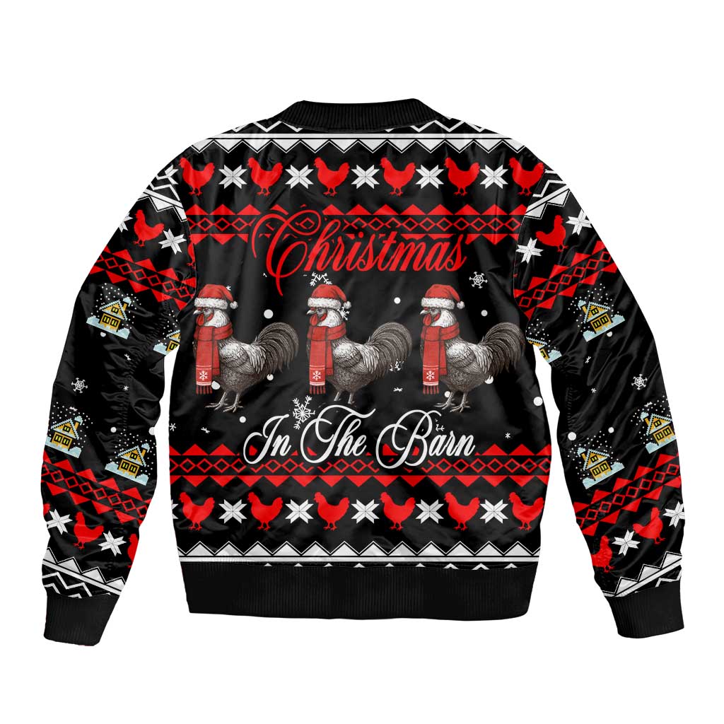 Chicken Farm Christmas Bomber Jacket Xmas Holiday Patterns - Wonder Print Shop