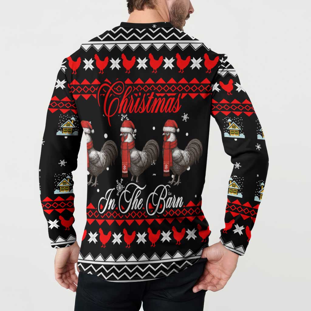 Chicken Farm Christmas Button Sweatshirt Xmas Holiday Patterns - Wonder Print Shop