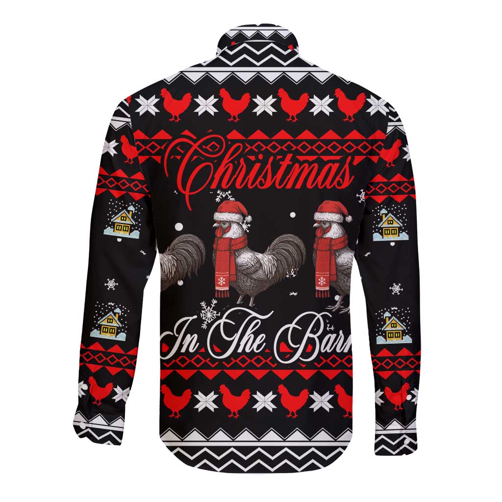 Chicken Farm Christmas Long Sleeve Button Shirt Xmas Holiday Patterns - Wonder Print Shop